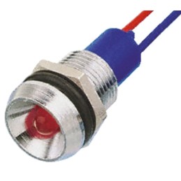 1 pcs - Tranilamp Red Panel Mount Indicator, 12V dc, 12.7mm Mounting Hole Size, Lead Wires Termination