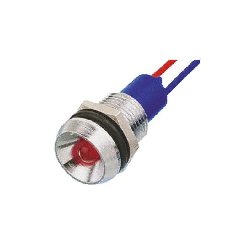 1 pcs - Tranilamp Red Panel Mount Indicator, 12V dc, 12.7mm Mounting Hole Size, Lead Wires Termination