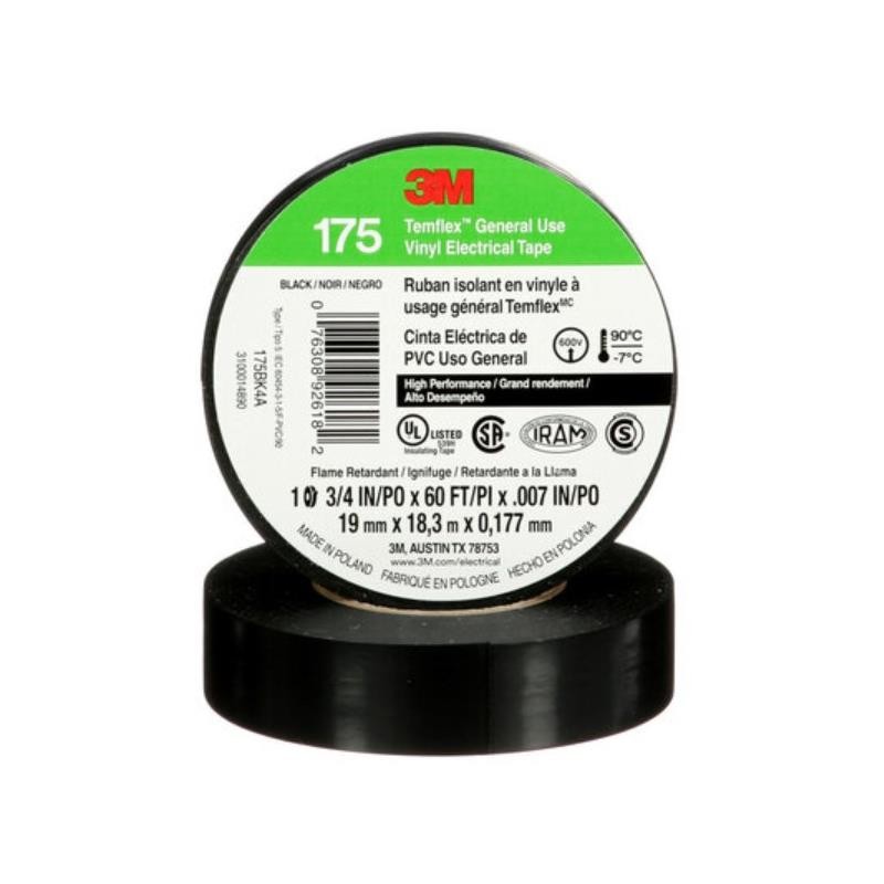 1 pcs : 175BK4A - TAPE CONF VINYL BLK 3/4'X20YDS