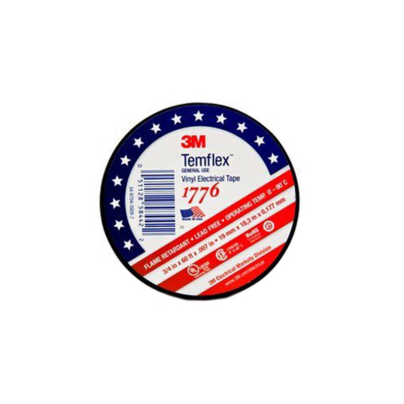 1 pcs : 1776-3/4'X60FT - TAPE CONF VINYL BLK 3/4'X20YDS