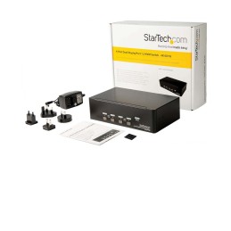 1 pcs - StarTech.com 4 Port Dual Monitor USB DisplayPort KVM Switch, 3.5 mm Stereo 3840 x 2160 Maximum Resolution