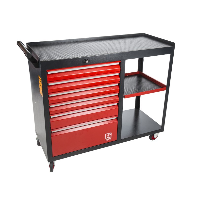 1 pcs - RS PRO 6 drawer Steel Wheeled Tool Chest, 450mm x 980mm x 1090mm