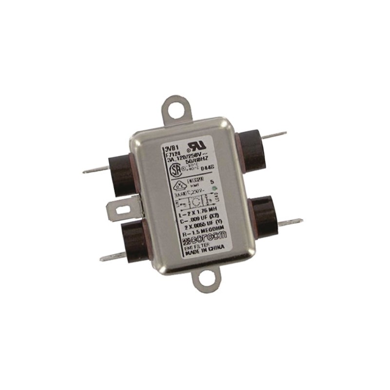1 pcs - TE Connectivity, Corcom B 3A 250 V ac, Flange Mount RFI Filter, Spade, Single Phase