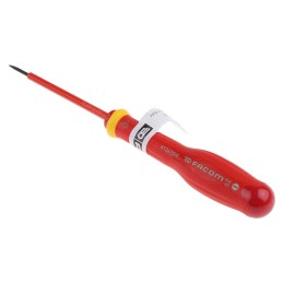 1 pcs - Facom Slotted Insulated Screwdriver, 2 mm Tip, 75 mm Blade, VDE/1000V, 170 mm Overall
