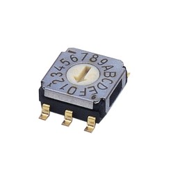 10 pcs - NIDEC COPAL ELECTRONICS GMBH SA-7000, 16 Position, Hexadecimal Rotary Switch, 100 mA, Gull Wing