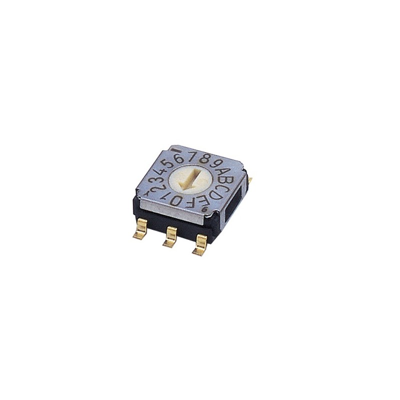 10 pcs - NIDEC COPAL ELECTRONICS GMBH SA-7000, 16 Position, Hexadecimal Rotary Switch, 100 mA, Gull Wing