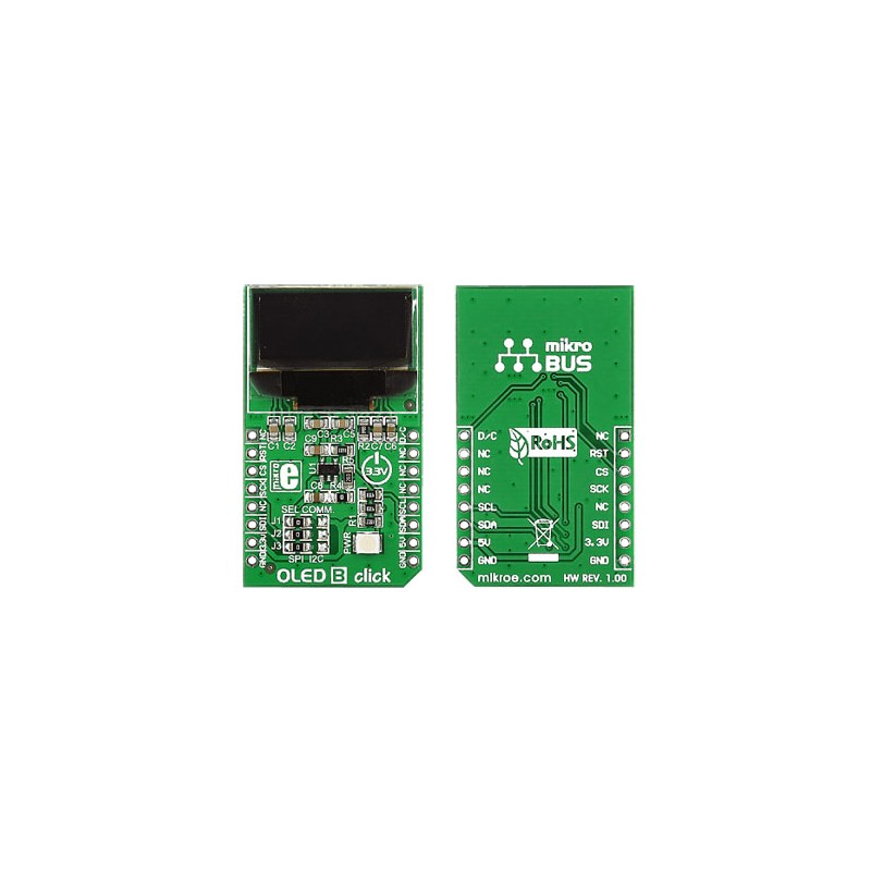 1 pcs - MikroElektronika MIKROE-1650, OLED B click OLED Display Add On Board With MI9639BO-B2, SSD1306