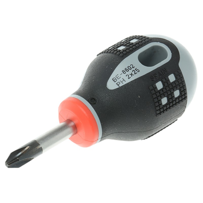 1 pcs - Bahco Phillips Stubby Screwdriver, PH2 Tip, 25 mm Blade, 83 mm Overall