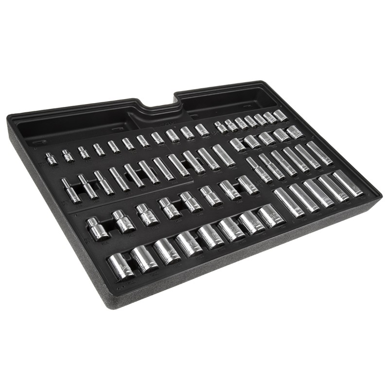 1 pcs - RS PRO 61-Piece Metric 1/2 in, 1/4 in, 3/8 in Deep Socket/Standard Socket Set , 6 point