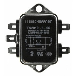 1 pcs - Schaffner, FN2010 6A 250 V ac/dc 0 - 400Hz, Chassis Mount EMI Filter, Fast-On, Single Phase