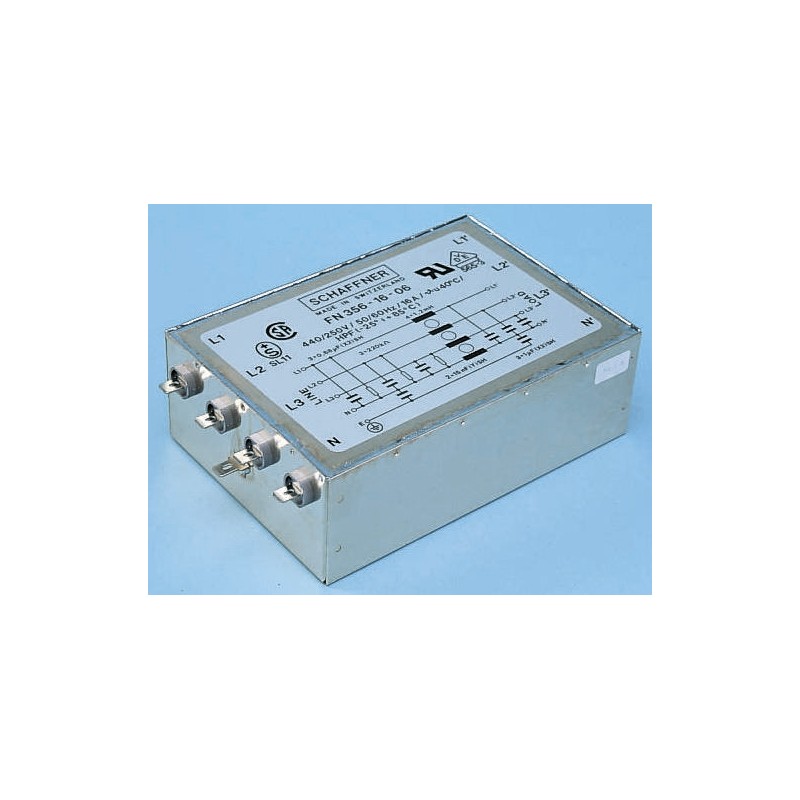 1 pcs - Schaffner, FN356 16A 440/250 V ac 60Hz, Chassis Mount EMI Filter, Tab 3 Phase