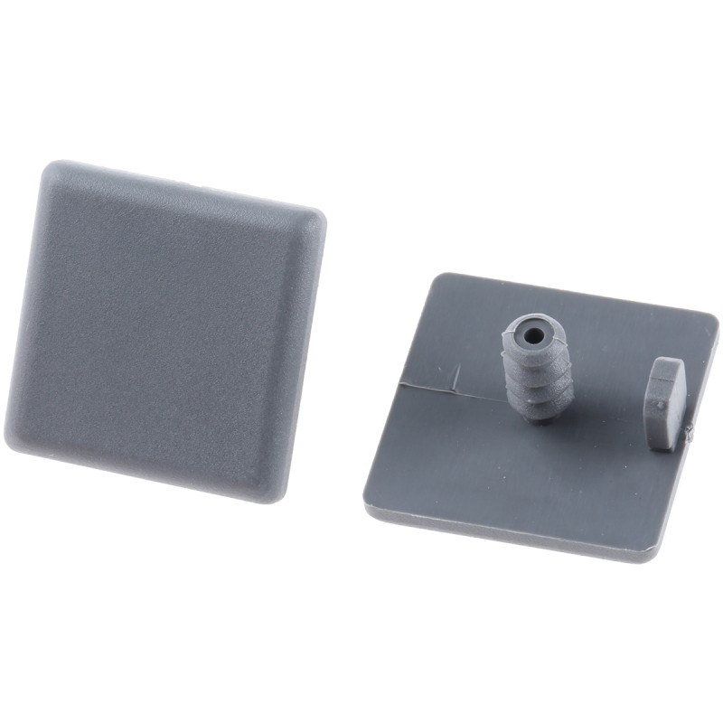 1 Bag of 10 - FlexLink Grey Square End Cap, 22 mm Strut Profile, 5.5mm Groove