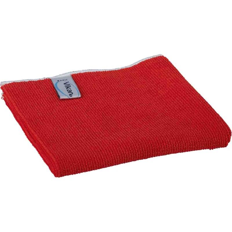 1 Bag of 5 - Vikan Basic microfibre cloth Red Microfibre Cloths for General Cleaning, Wet/Dry Use, Box of 5, 320 x 320mm, Repeat