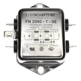 1 pcs - Schaffner, FN2090 1A 250 V ac/dc 0 - 400Hz, Chassis Mount EMI Filter, Fast-On, Single Phase