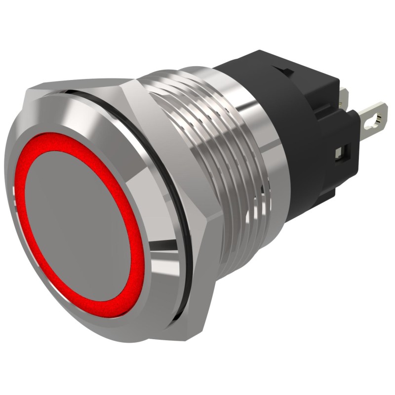 1 pcs - EAO 82 Series Red Indicator, 24V ac/dc, 19mm Mounting Hole Size, Solder Tab Termination, IP65, IP67