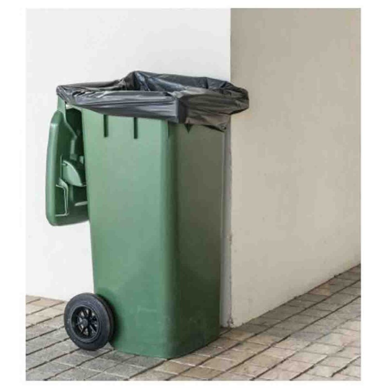 1 Box of 100 - Cromwell Polythene Black Polythene Bin Bag, 240L Capacity, 100 per Package