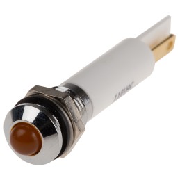 1 pcs - RS PRO Orange Panel Mount Indicator, 110V ac, 8mm Mounting Hole Size, IP67