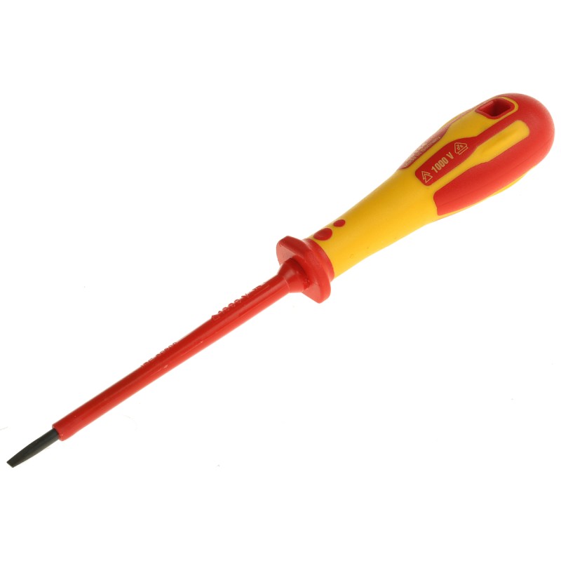 1 pcs - CK Slotted Insulated Screwdriver, 3.5 mm Tip, 100 mm Blade, VDE/1000V