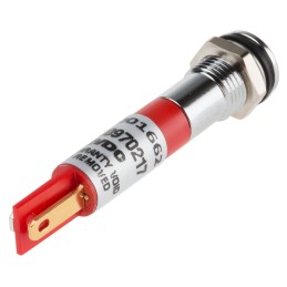 1 pcs - RS PRO Red Panel Mount Indicator, 12V dc, 8mm Mounting Hole Size, Solder Tab Termination, IP67