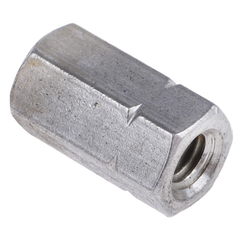 1 Bag of 10 - 18mm Plain Stainless Steel Coupling Nut, M6, A2 304