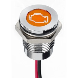 1 pcs - APEM Orange Panel Mount Indicator, 12V dc, 14mm Mounting Hole Size, Lead Wires Termination, IP67