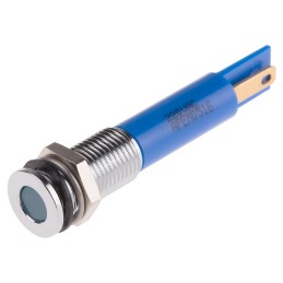 1 pcs - RS PRO Blue Panel Mount Indicator, 220V ac, 8mm Mounting Hole Size, Faston, Solder Lug Termination, IP67