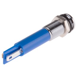 1 pcs - RS PRO Blue Panel Mount Indicator, 220V ac, 8mm Mounting Hole Size, Faston, Solder Lug Termination, IP67