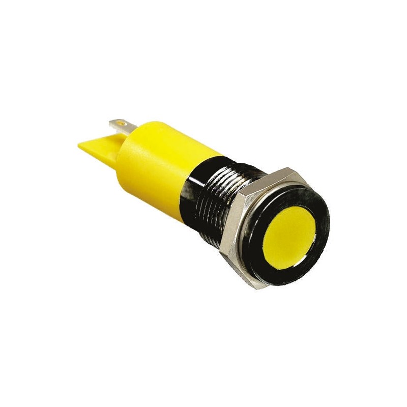 1 pcs - RS PRO Yellow Panel Mount Indicator, 110V ac, 14mm Mounting Hole Size, Faston, Solder Lug Termination, IP67