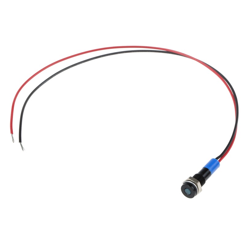 1 pcs - RS PRO Blue Panel Mount Indicator, 12V dc, 6mm Mounting Hole Size, Lead Wires Termination, IP67