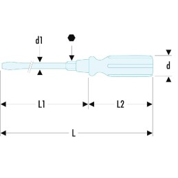 1 pcs - Facom Hexagon Screwdriver, 10 mm Tip, 175 mm Blade, 300 mm Overall
