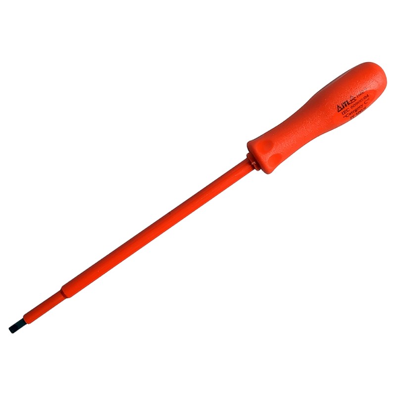 1 pcs - ITL Insulated Tools Ltd Slotted Insulated Screwdriver, 6.5 x 1.2 mm Tip, 103 mm Blade, VDE/1000V, 253 mm Overall