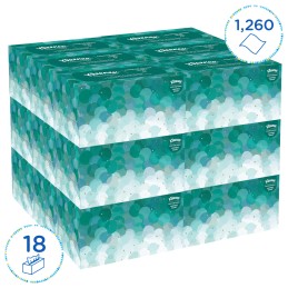 1 Box of 18 - Kimberly Clark Kleenex Folded White Paper Towel, 226mm, 70 x 18 Sheets