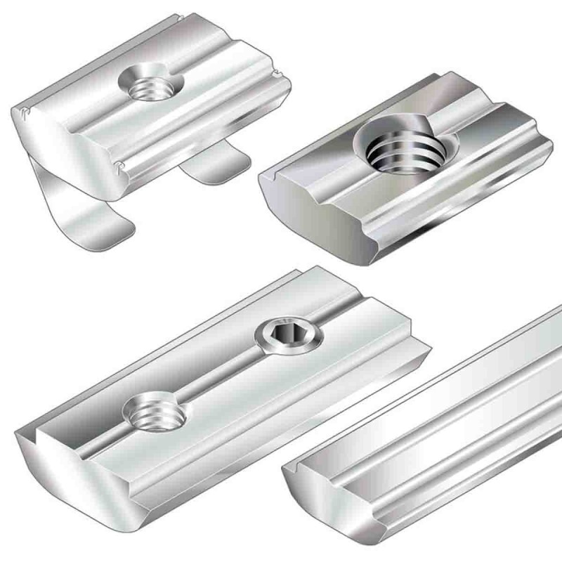 1 Bag of 10 - Bosch Rexroth M4 Sliding Block, Swivel-in Connecting Component, Strut Profile 40 mm, 45 mm, 50 mm, 60 mm, Groove S