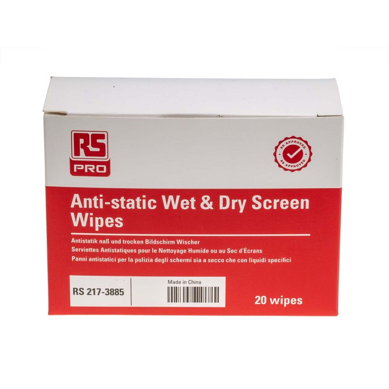 1 Box of 20 - RS PRO Wet Screen Wipes, Box of 20