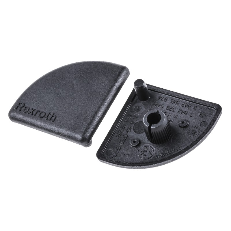 1 Bag of 10 - Bosch Rexroth Black Polypropylene End Cap, 40 x 40 mm Strut Profile, 10mm Groove