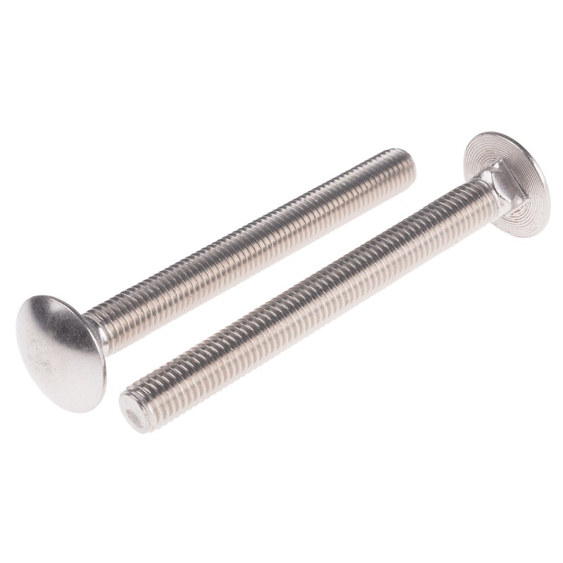 1 Bag of 10 - Plain Stainless Steel Coach Bolt, M10 x 100mm
