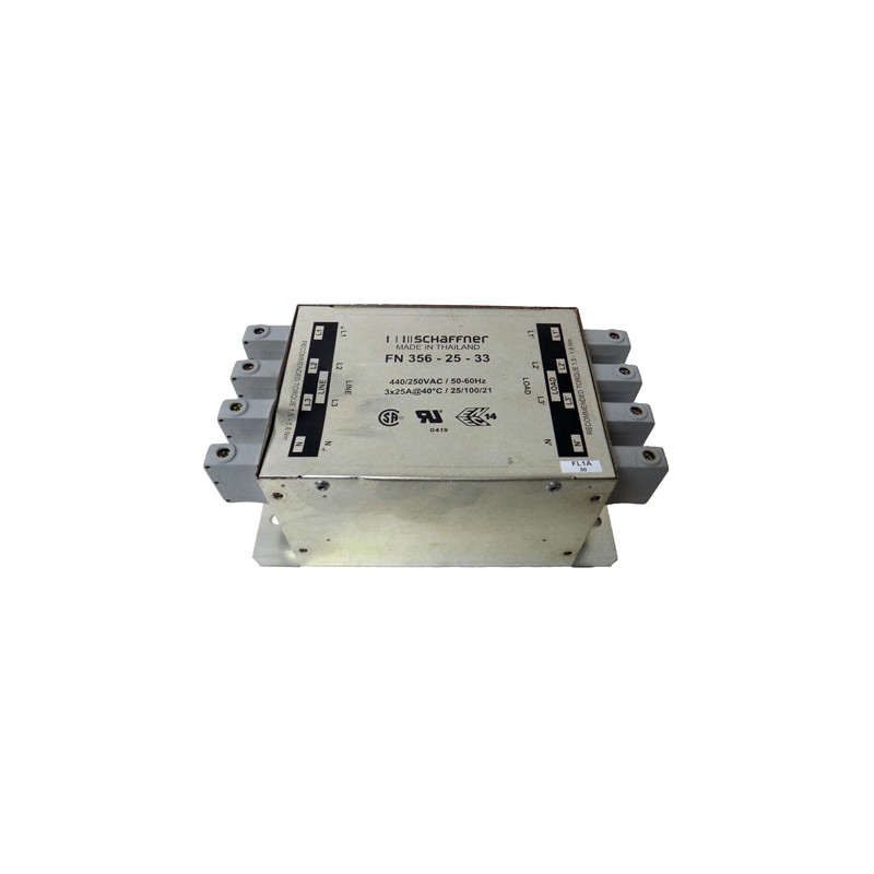 1 pcs - Schaffner, FN356 25A 440/250 V ac 0 - 60Hz, Chassis Mount EMI Filter, Terminal Block 3 Phase