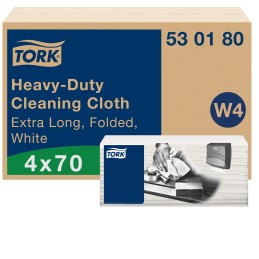 1 Box of 4 - Tork Tork White Non Woven Fabric Cloths for Industrial Cleaning, Box of 70