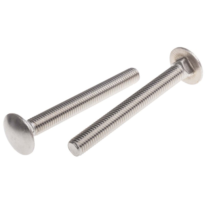 1 Bag of 10 - Plain Stainless Steel Coach Bolt, M10 x 90mm