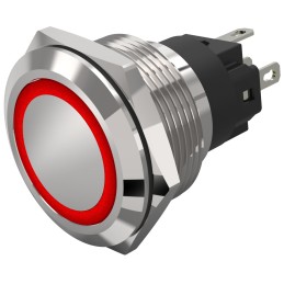 1 pcs - EAO 82 Series Illuminated Illuminated Push Button Switch, Momentary, Panel Mount, 22.3mm Cutout, SPDT, Red LED, 240V,