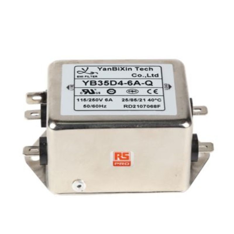 1 pcs - RS PRO 6A 250 V ac, Chassis Mount Power Line Filter 2 Phase