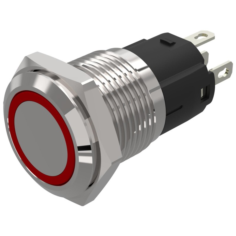 1 pcs - EAO 82 Series Illuminated Illuminated Push Button Switch, Latching, Panel Mount, 16mm Cutout, SPDT, Red LED, 240V,