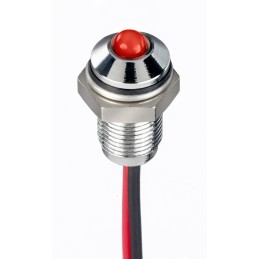 1 pcs - RS PRO Red Panel Mount Indicator, 21.6 - 26.4V dc, 6mm Mounting Hole Size, Lead Wires Termination, IP67