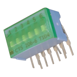 1 pcs : 206-6RAST - SWITCH SLIDE DIP SPST 0.05A 24V