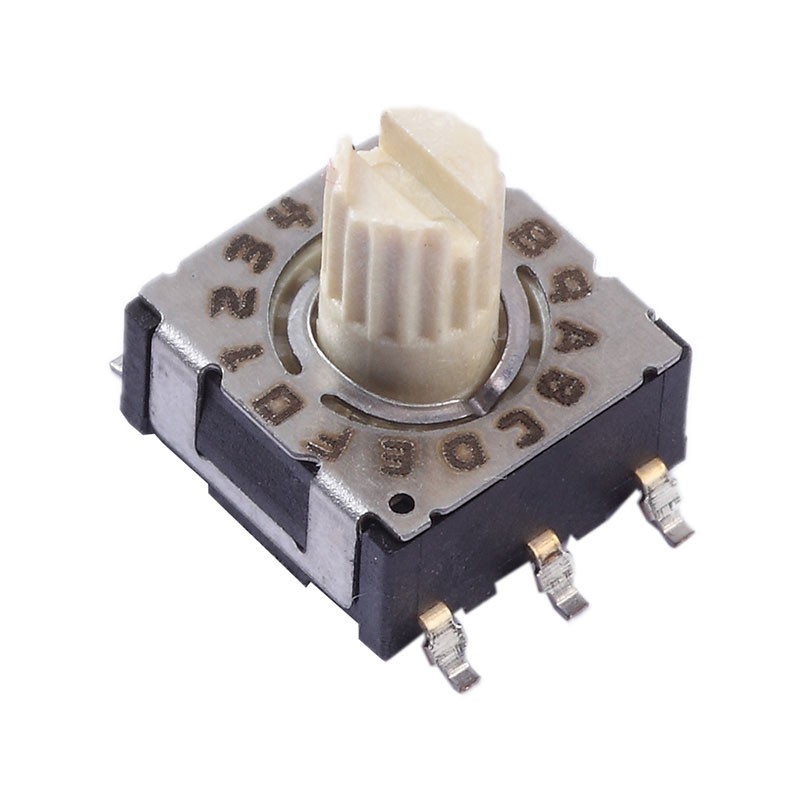 1 pcs : 220AMC16R - SWITCH ROTARY DIP HEX 0.1A 50V