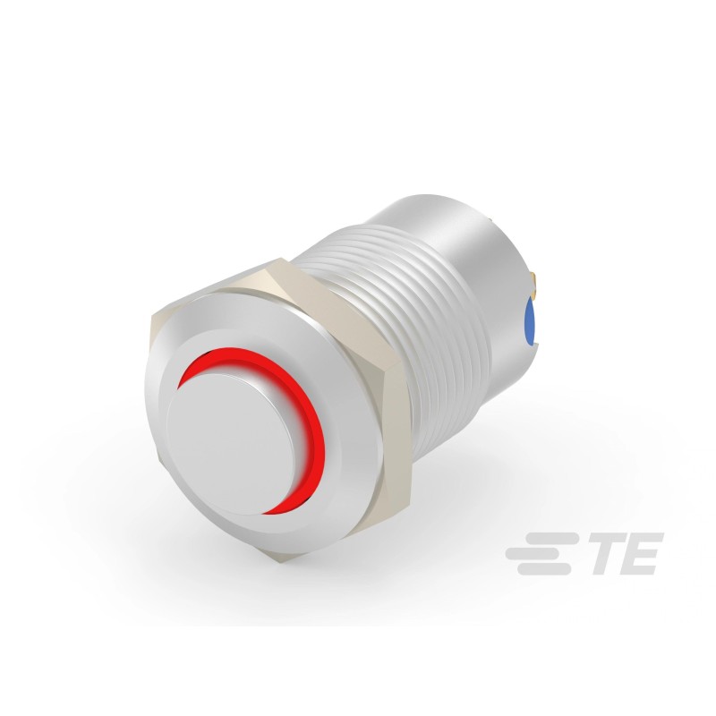 1 pcs : 2474606-7 - STAINLESS, HIGH BUTTON, RED LED