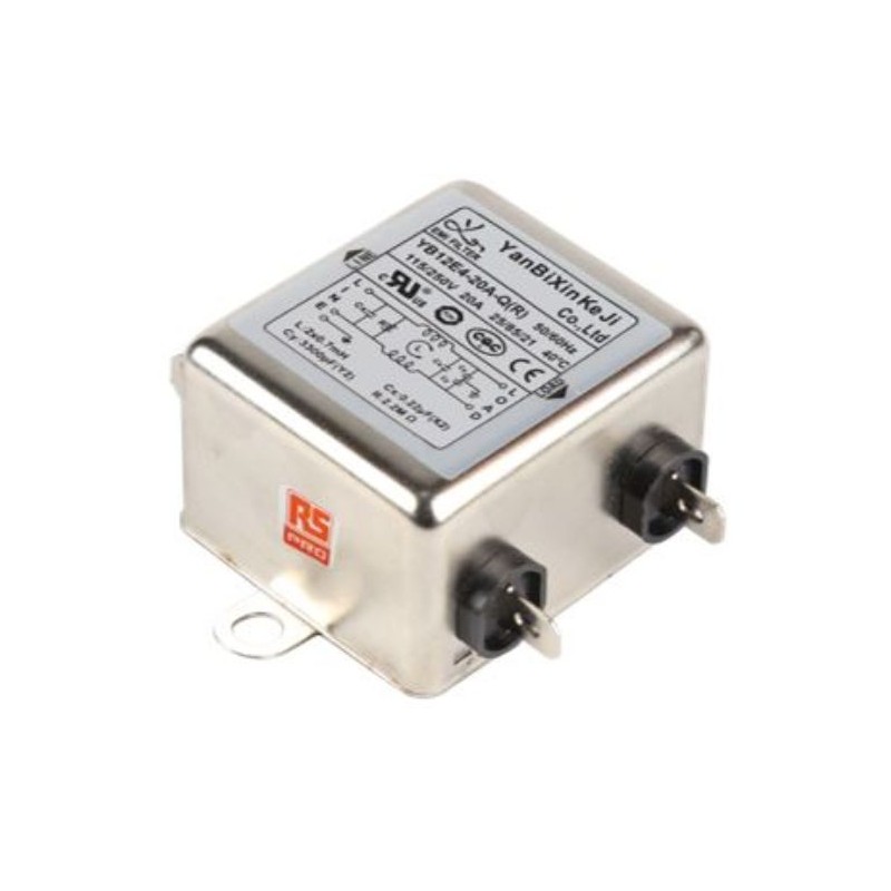1 pcs - RS PRO 20A 250 V ac, Chassis Mount EMI Filter 2 Phase