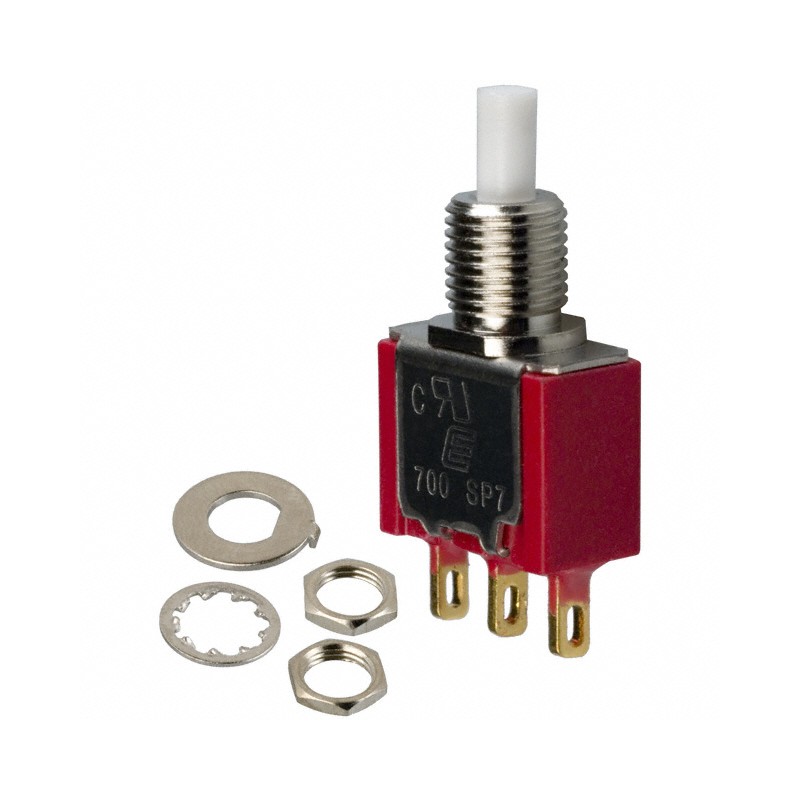 1 pcs : 700SP7B10M1REH - SWITCH PUSH SPDT 0.4VA 20V