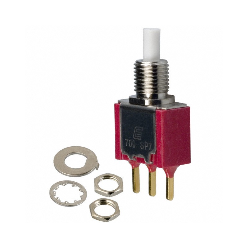 1 pcs : 700SP7B10M2REH - SWITCH PUSH SPDT 0.4VA 20V