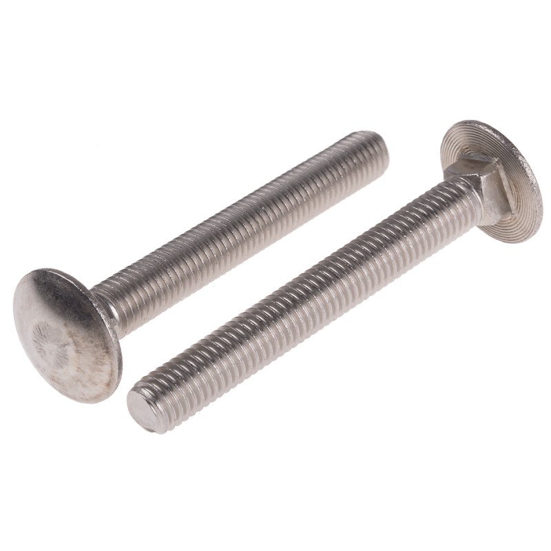 1 Bag of 10 - Plain Stainless Steel Coach Bolt, M10 x 80mm